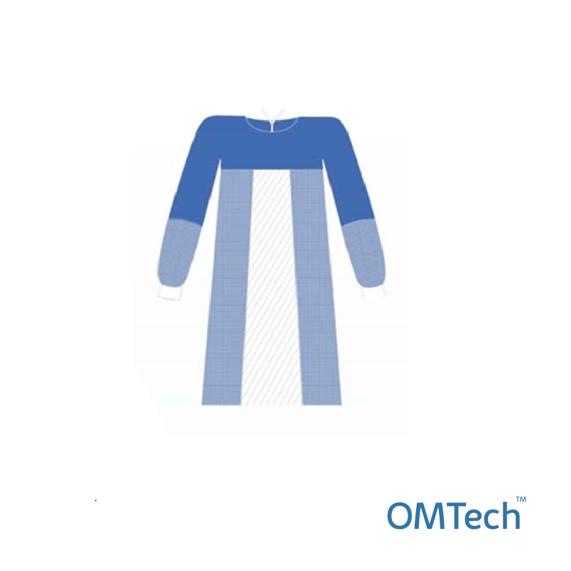 Халат медичний OMTech™ (захисний) комбінований на зав`язках (тип Б) довжиною 130 см (розмір 50-52 (L)) (СМС+ламінований спанбонд - 35+45 г/м2), стерильний